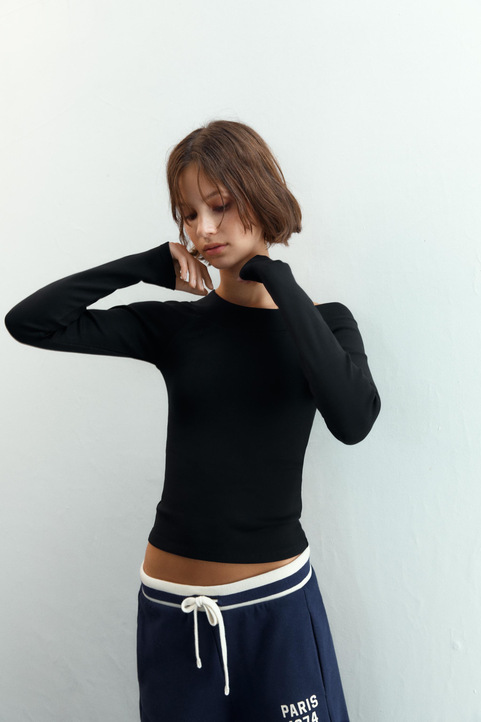 RIBBED BOAT NECK T-SHIRT